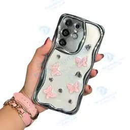قاب دخترانه گوشی A32 4G مدل کرومی قلب و پروانه