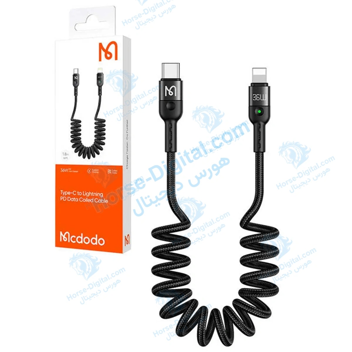 کابل شارژ فنری تایپ سی به لایتنینگ 36 واتی مک‌دودو مدل Mcdodo Ca-1960 خرید