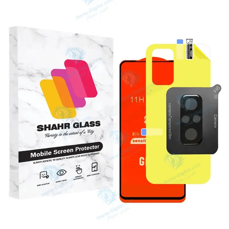 محافظ صفحه نمایش شهر گلس مدل 3FNF مناسب برای گوشی موبایل شیائومی Redmi Note 10 Pro / Note 10 Pro Max به همراه محافظ پشت گوشی و محافظ لنز دوربین خرید