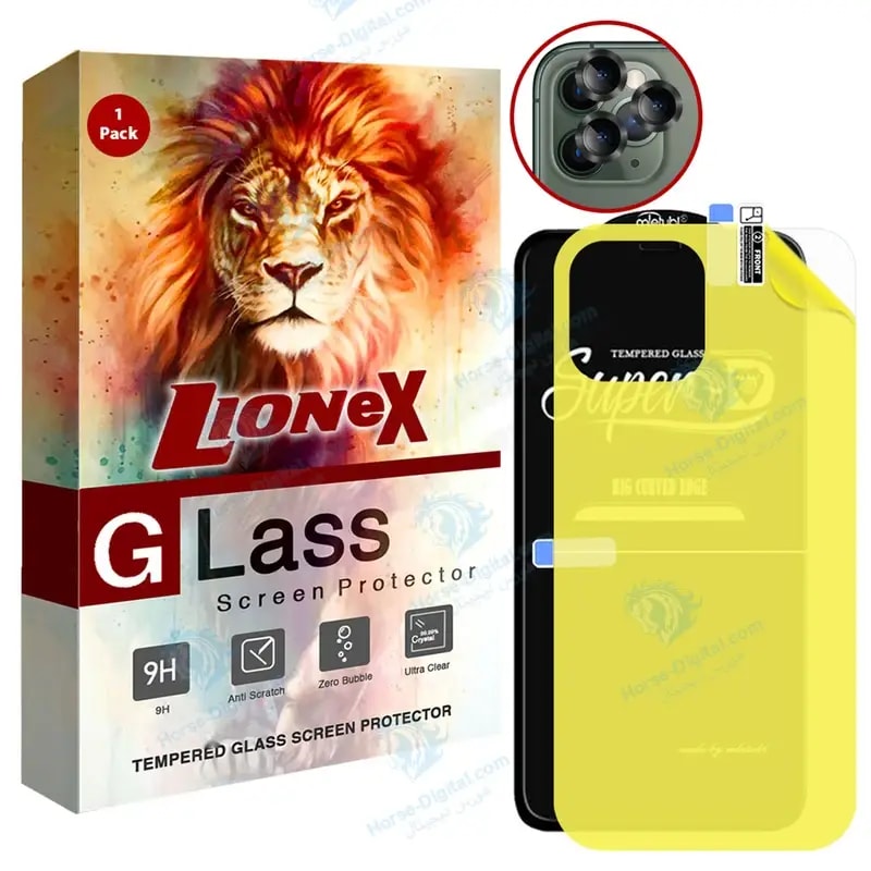 محافظ صفحه نمایش لایونکس مدل 2SNR مناسب برای گوشی موبایل اپل iPhone 11 Pro Max به همراه محافظ پشت گوشی و محافظ لنز دوربین خرید