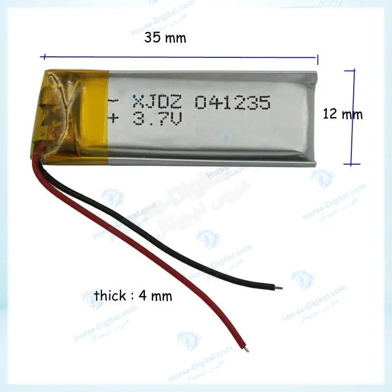 باتری لیتیوم پلیمر با ظرفیت 280mAh سایز 041235 خرید