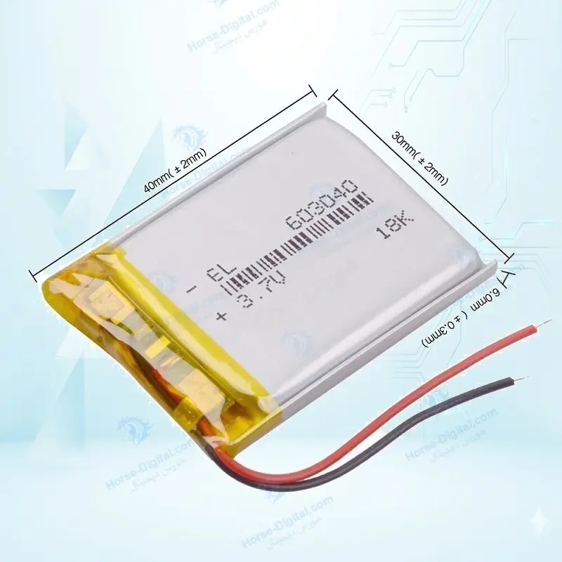 باتری لیتیوم پلیمر با ظرفیت 600mAh سایز 603040 خرید