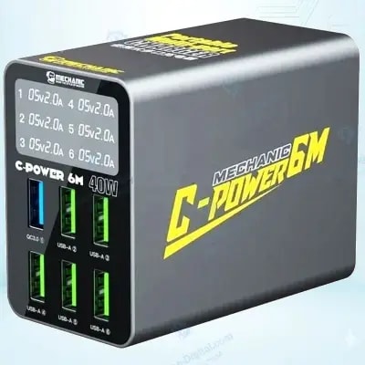 شارژر رومیزی 6 پورت و آمپرسنج فست مکانیک مدل Mechanic C-Power 6M خرید