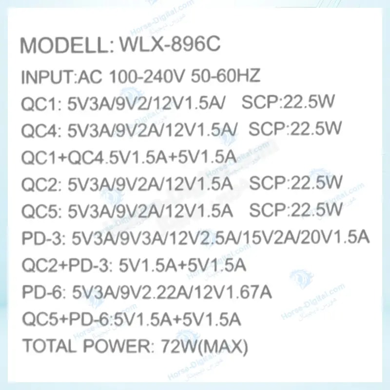شارژر رومیزی 6 پورت و آمپرسنج فست مدل Wlx-896C خرید
