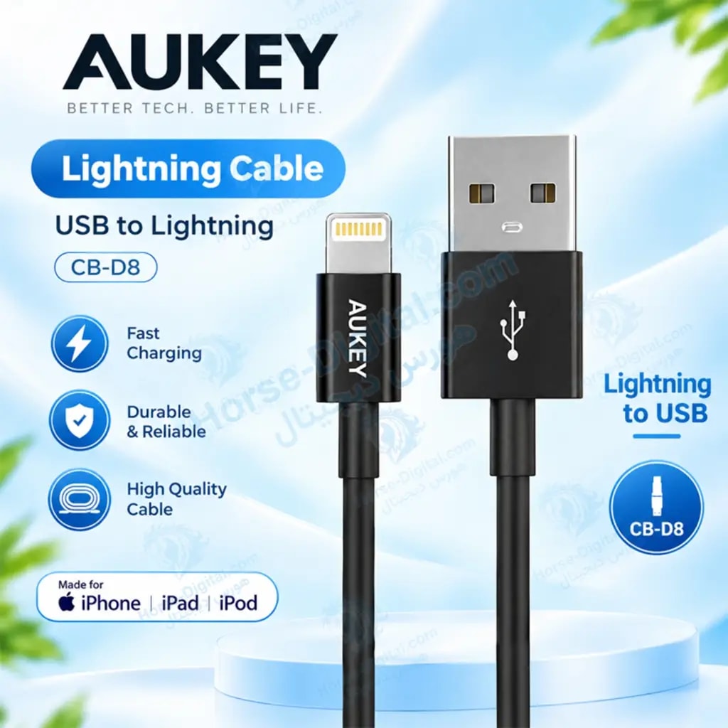 کابل شارژ لایتنینگ آکی Aukey Cb-D8 Lightning Cable USB خرید