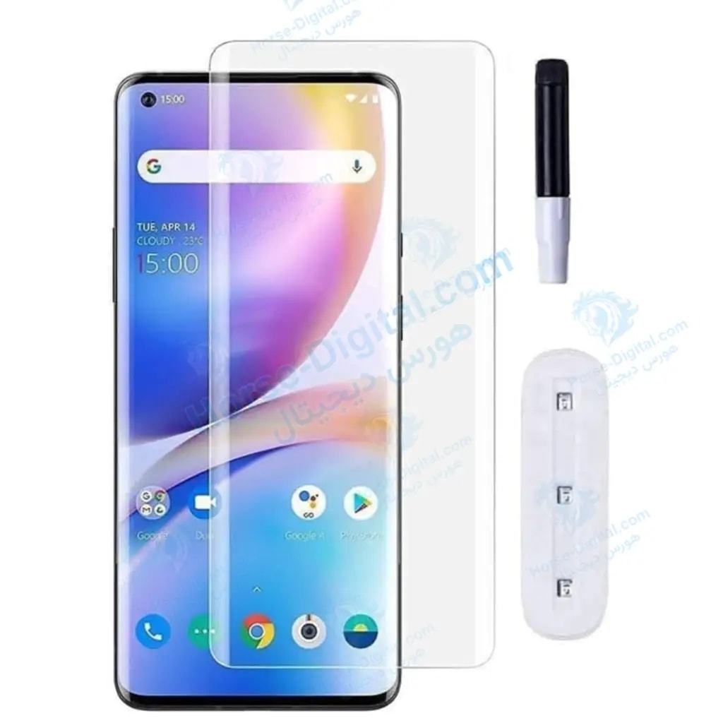محافظ صفحه شیشه ای تمام صفحه و خمیده یو وی وان پلاس Uv Full Glass Screen Protector OnePlus 8 Pro خرید