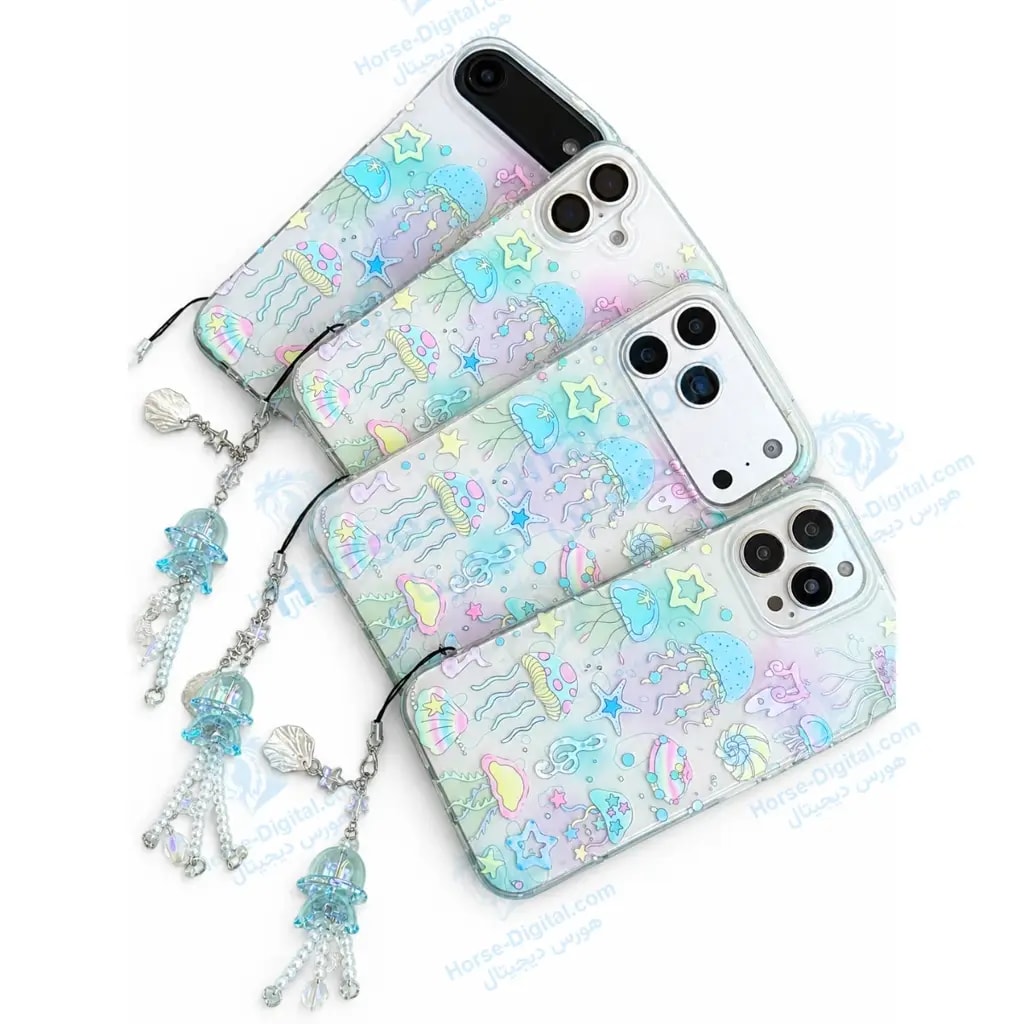 قاب فانتزی طرح عروس دریایی رنگی همراه با آویز گوشی آیفون 14 پرو خرید