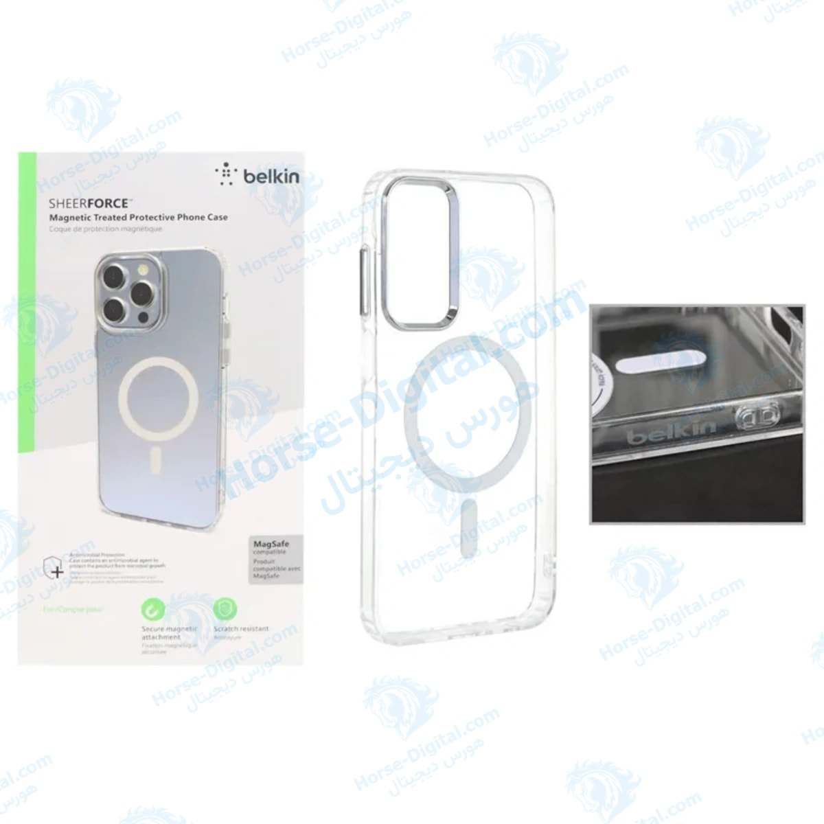 قاب شفاف گوشی S24 Fe برند Belkin با قابلیت مگ سیف خرید