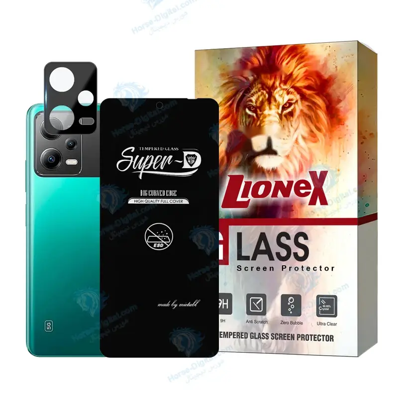 محافظ صفحه نمایش لایونکس مدل Suplnfuli مناسب برای گوشی موبایل شیائومی Redmi Note 12 5G / Poco X5 به همراه محافظ لنز گوشی - تصویر محصول