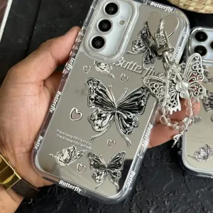 کاور قاب گارد مدل پروانه آویز دار Butterfly Heart with Band مناسب برای گوشی موبایل آیفون iPhone 12 Pro / iPhone 12
